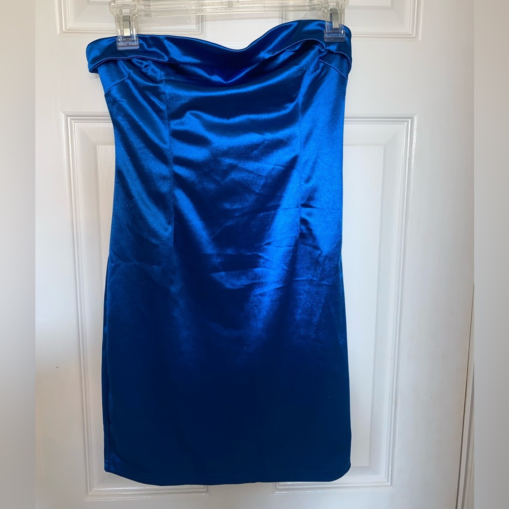 Blue Silk Mini Dress
